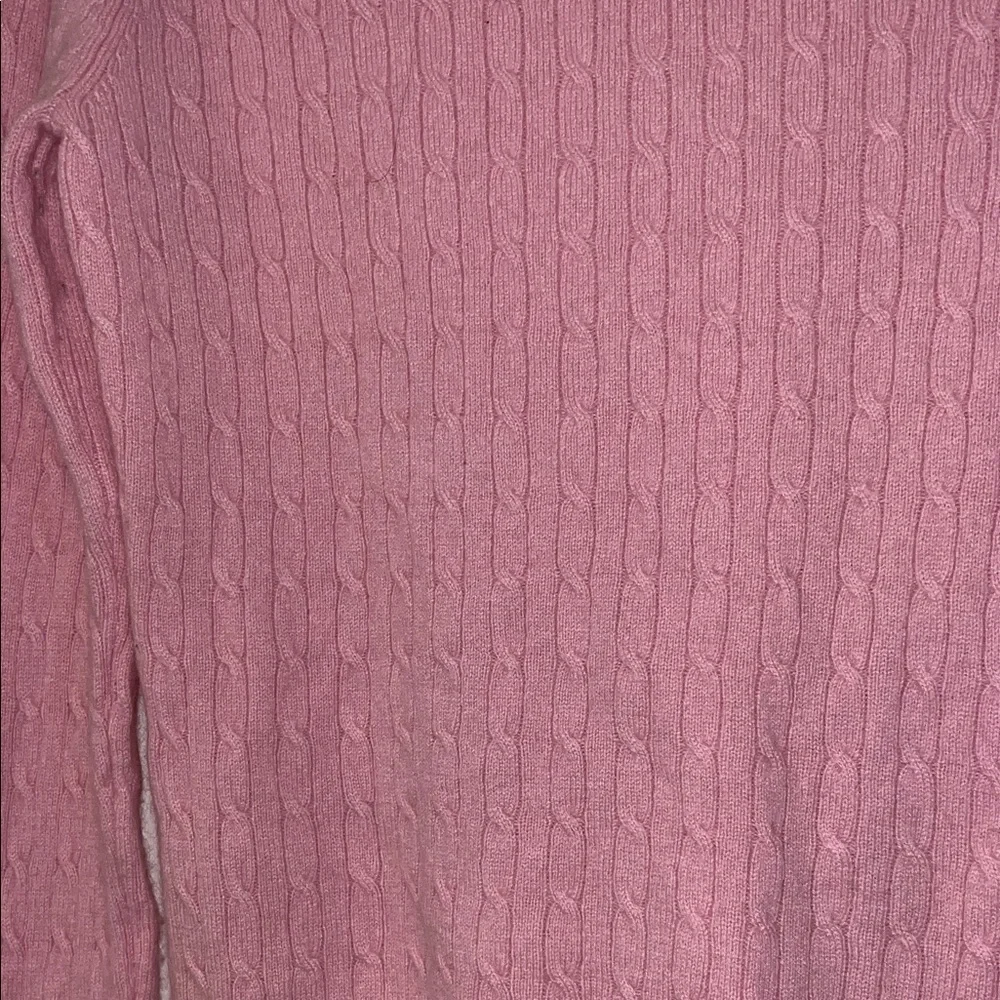 Marina Luna 100% Cashmere Pink Cable Knit Turtleneck Sweater - Picture 3 of 5